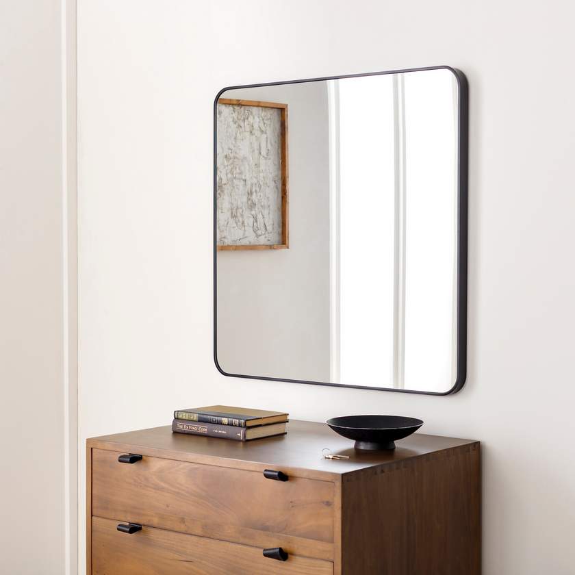 Louvenia Modern Black Wall Mirror