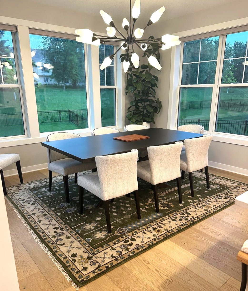 Hand Knotted Royal Green and Ivory Traditional Turkish Style Tree Of Life Multi Size Wool Area Rug