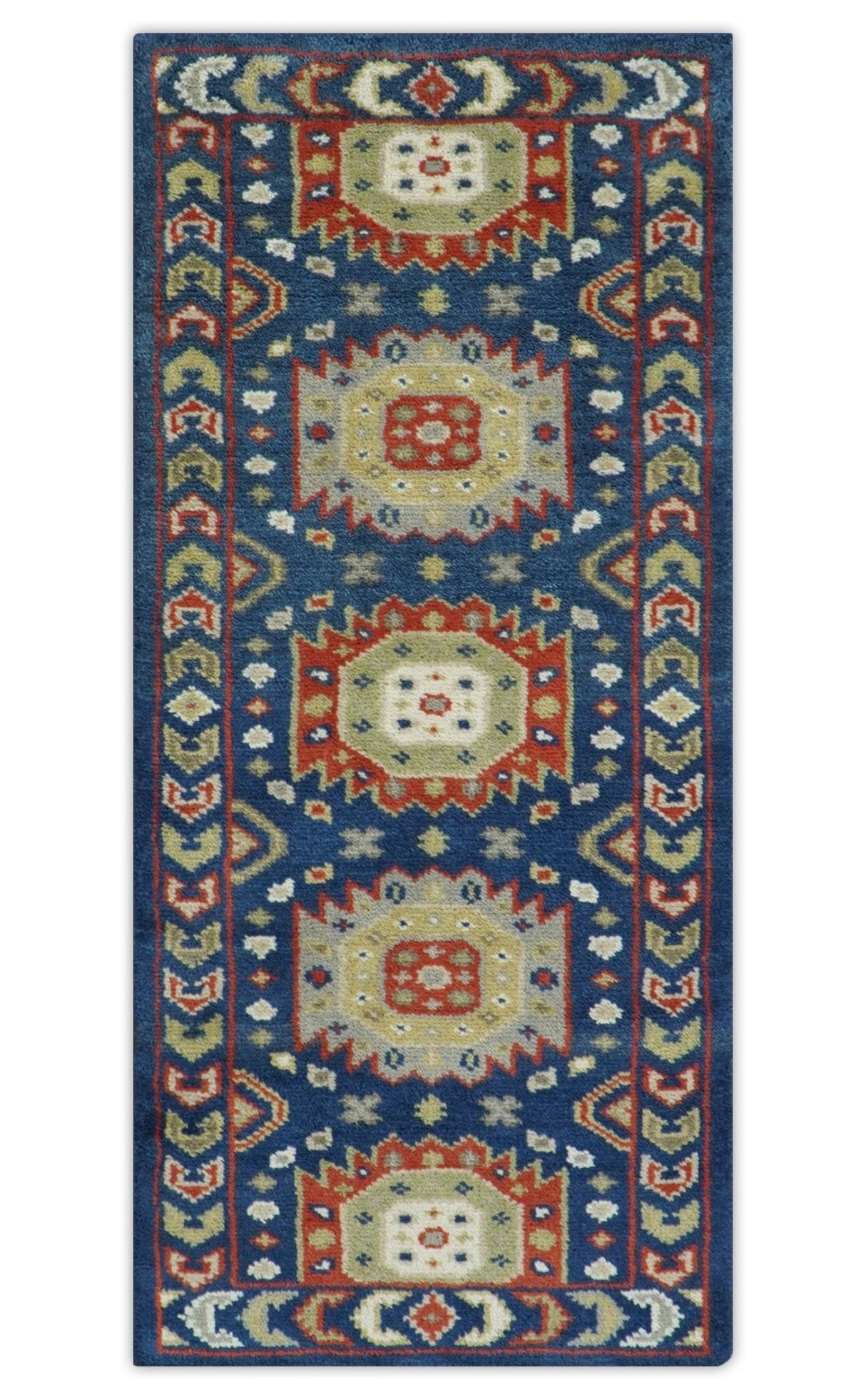 Red, Brown and Olive Traditional Hand knotted Custom Made Wool Area Rug