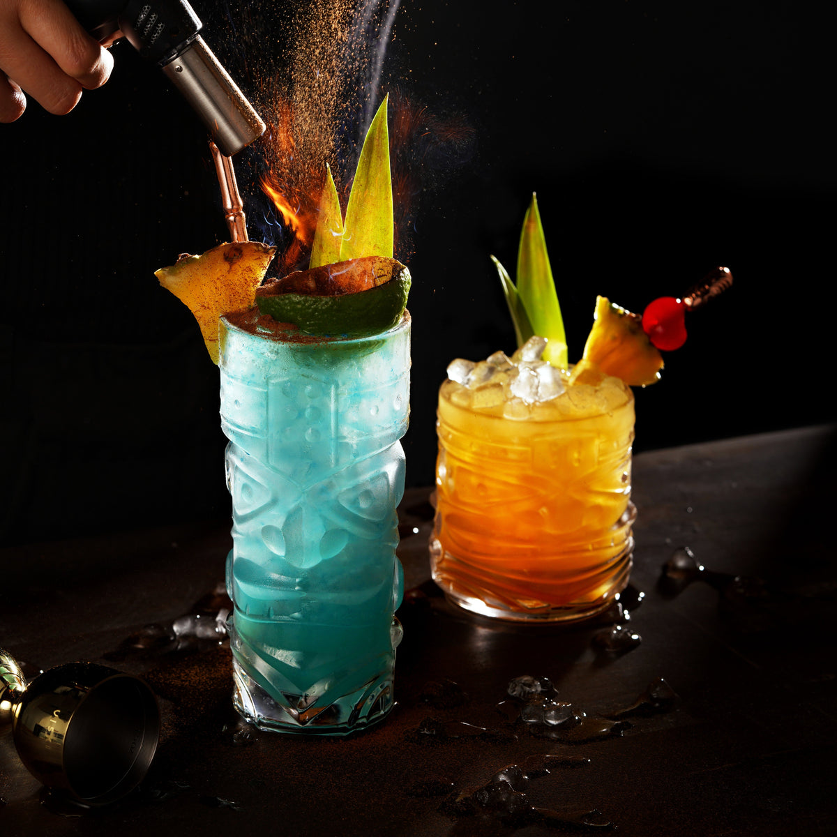 Pacific Crystal Tiki Glasses Set of 2