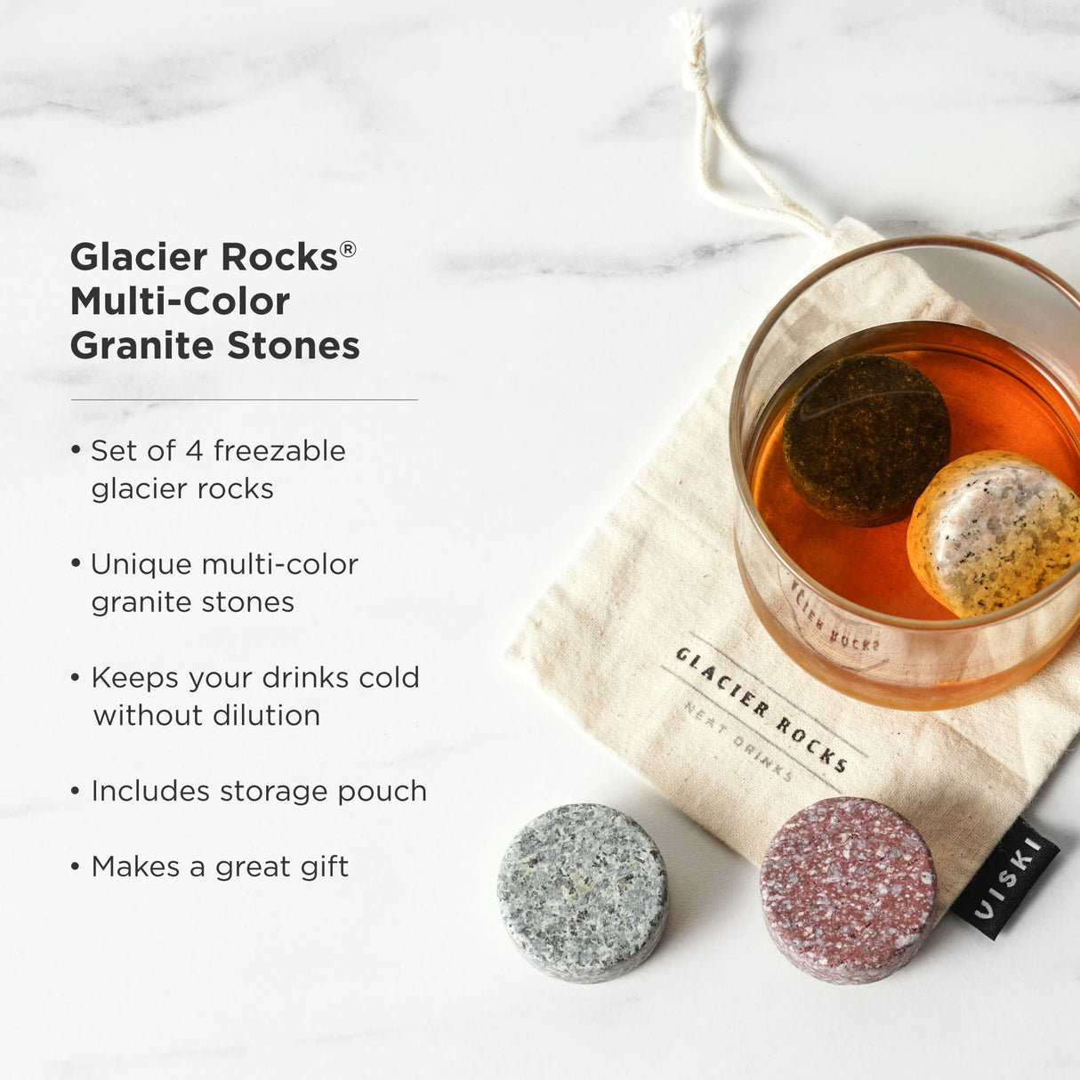 Glacier Rocks Granite Multi-Color Disks Set of 4