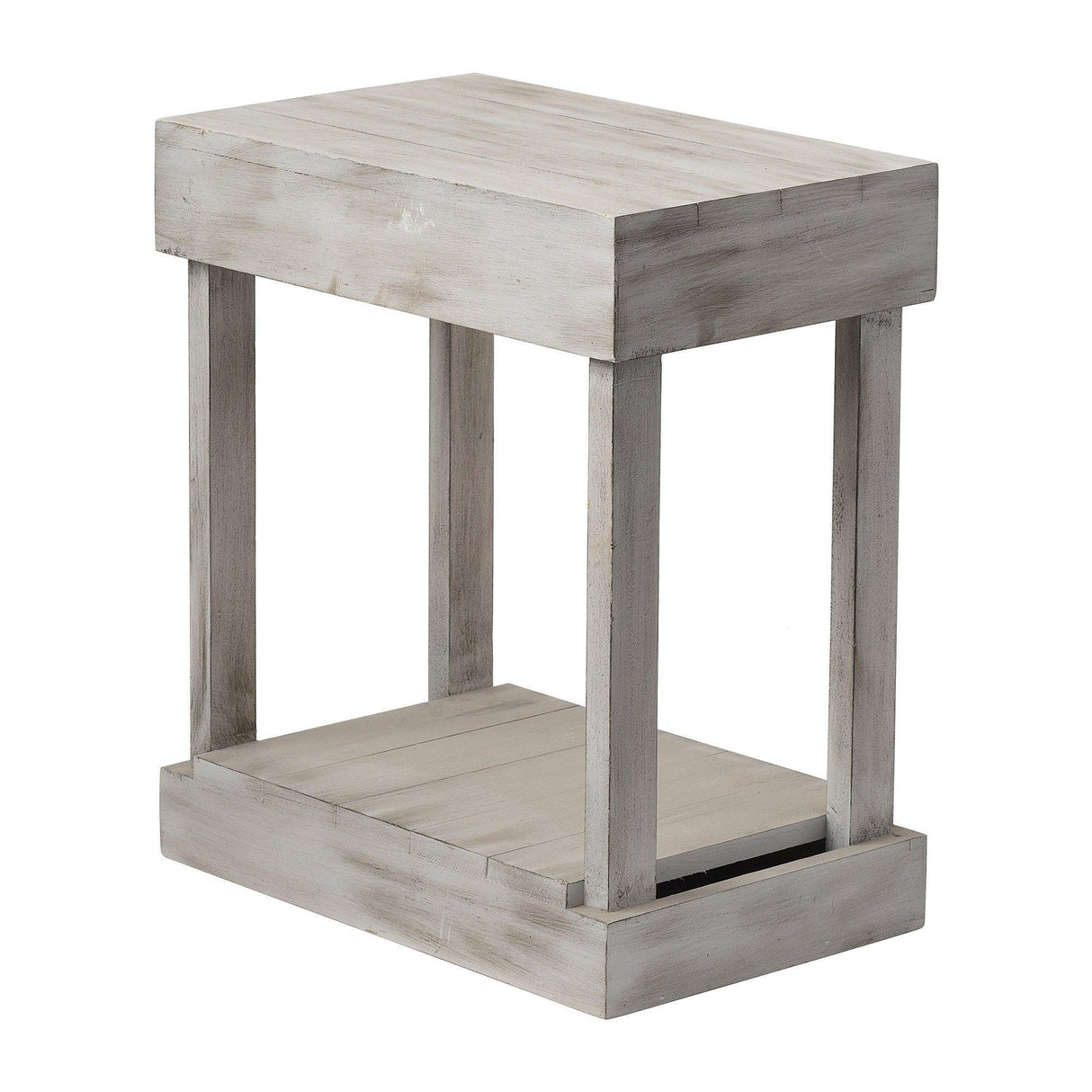 Rustic Wood Square Side Table with Shelf