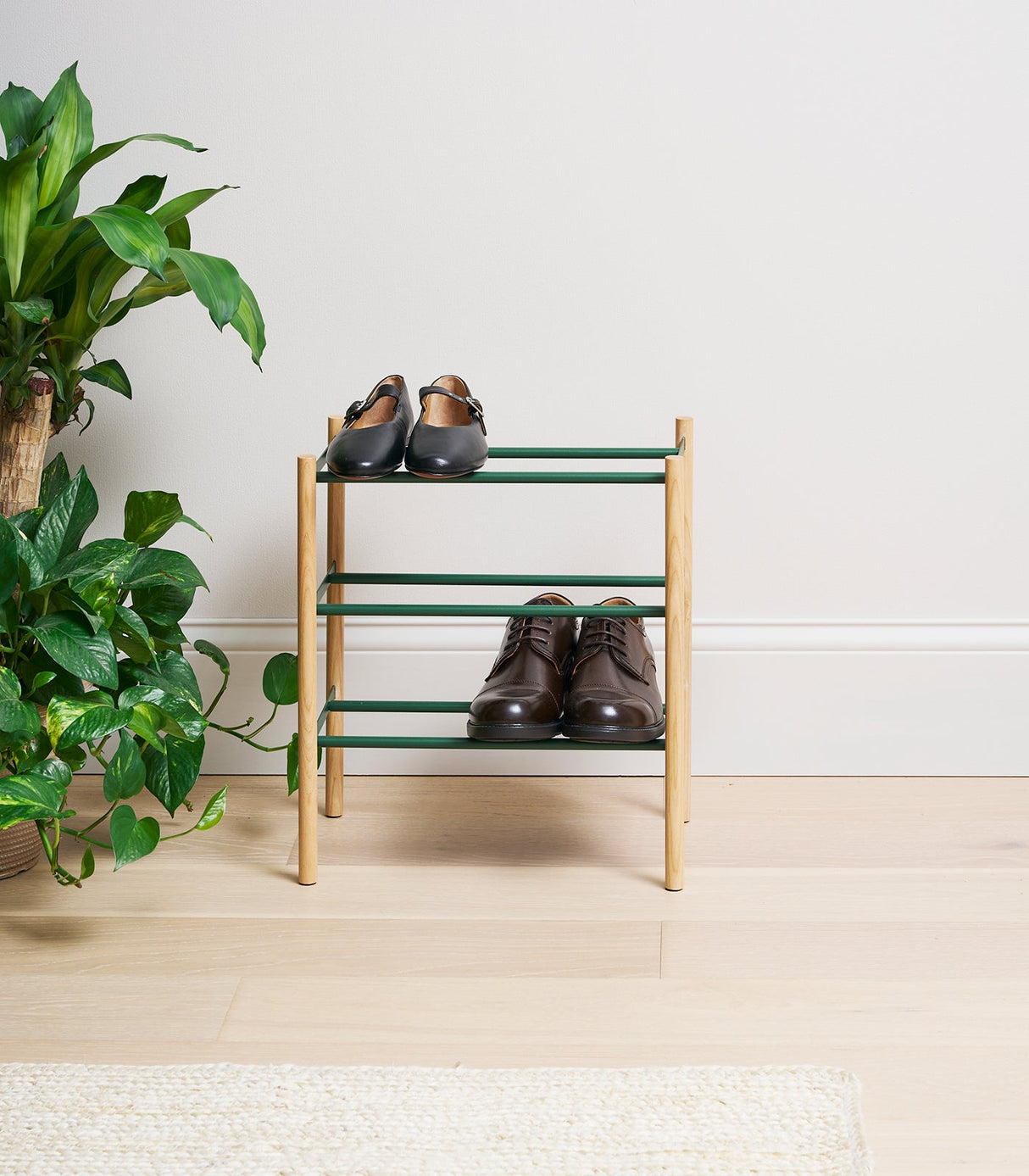 Expandable Shoe Rack (18" H) - Steel + Wood