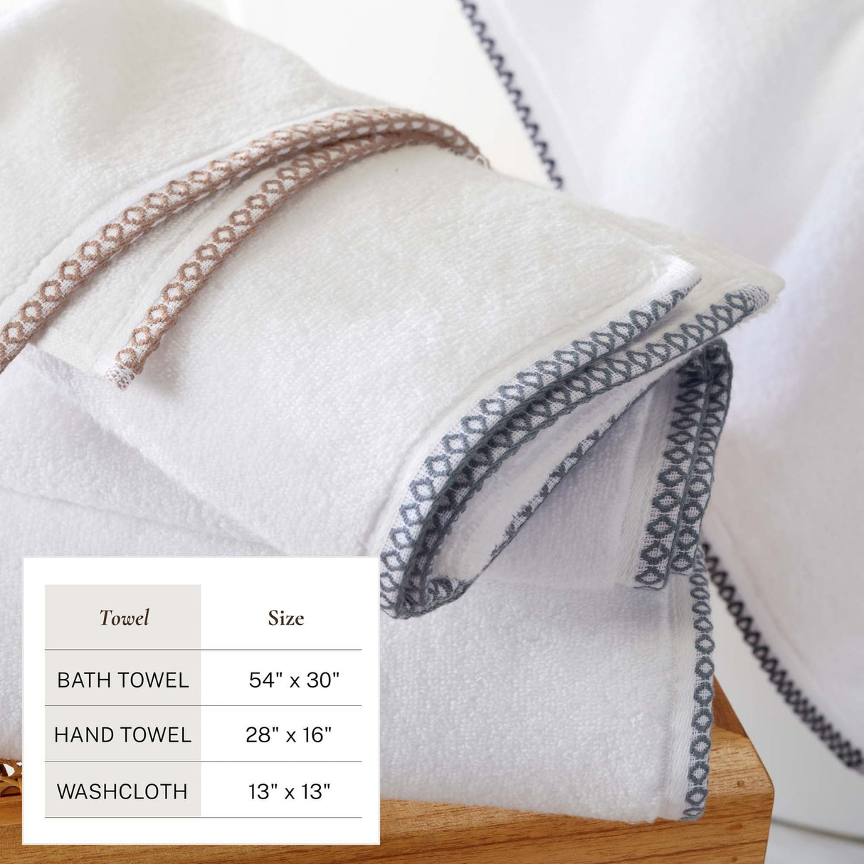 Cotton Border-Stitched 6-Piece Towel Set - Valery Collection