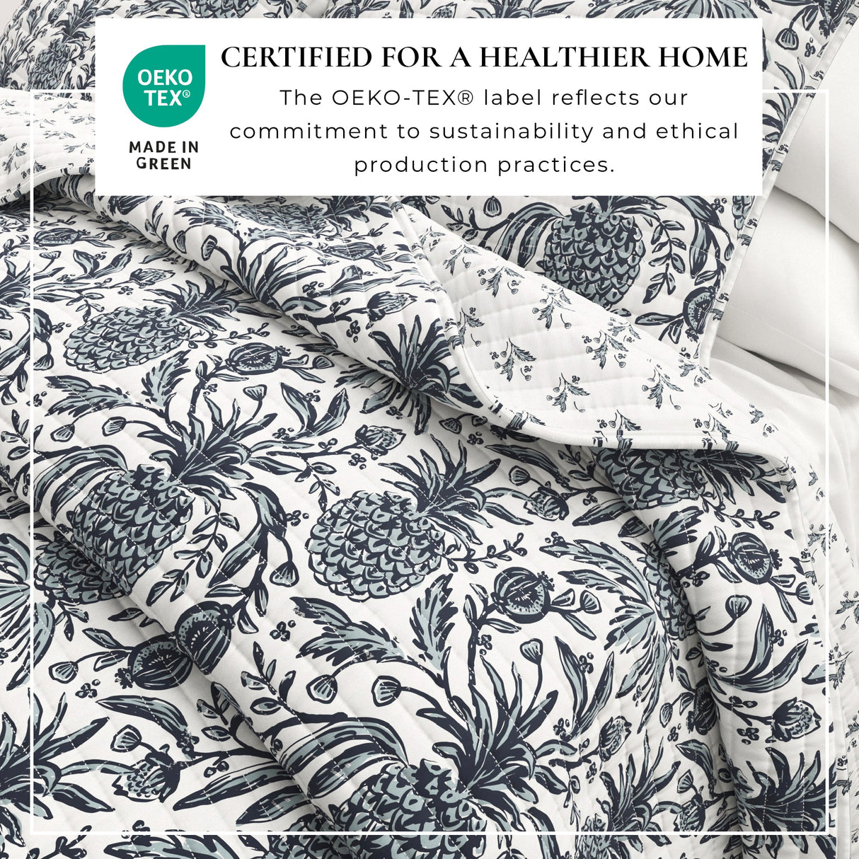 Coastal Printed Cotton Quilt Set - Bernice Collection