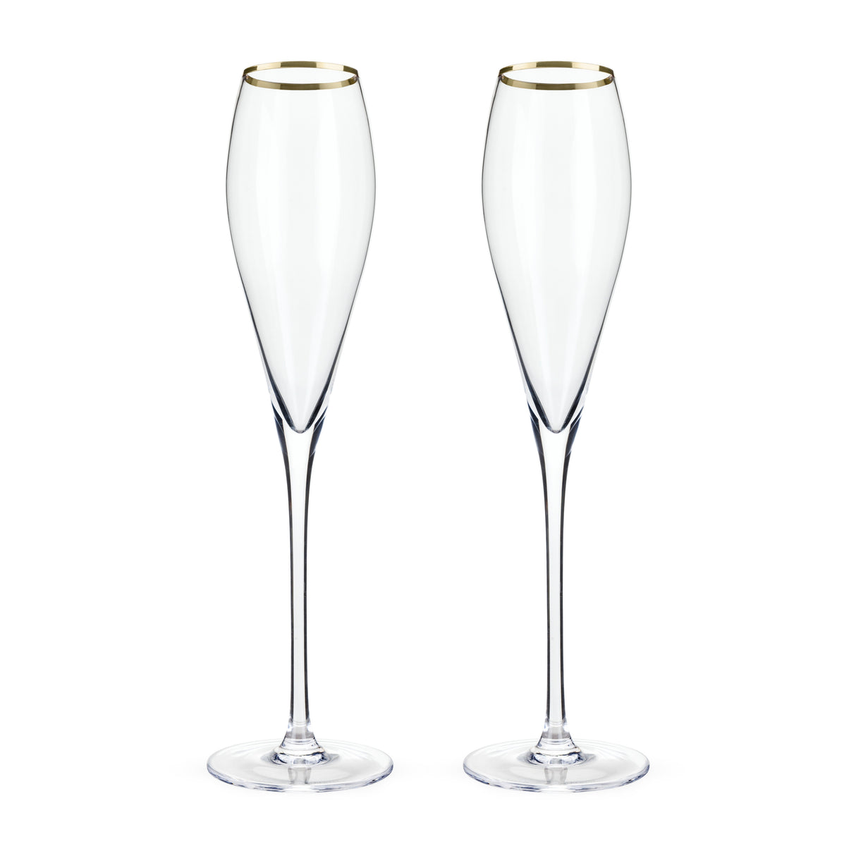 Gold-Rimmed Crystal Champagne Flutes Set of 2