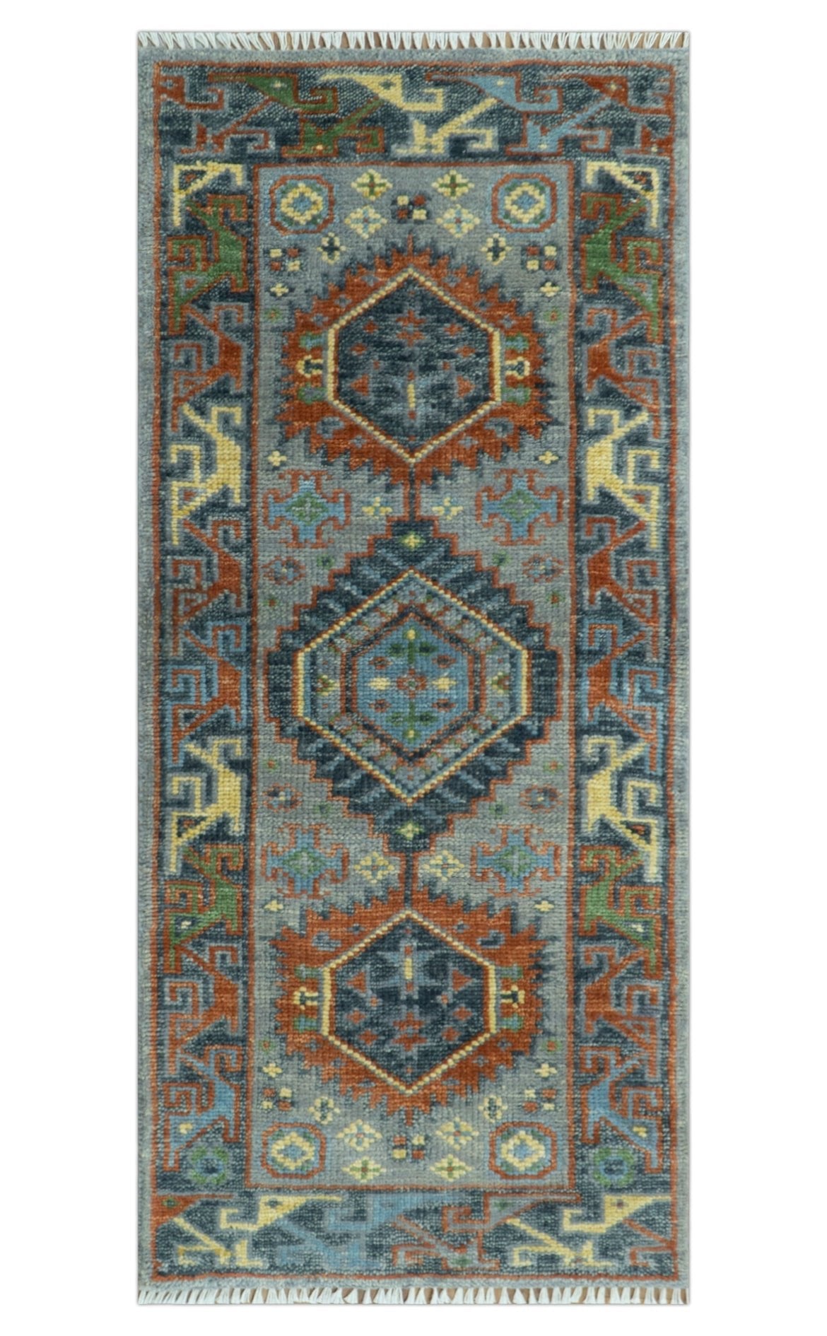 Silver and Rust Oriental Hand Knotted Traditional Living Room Custom made wool Area Rug