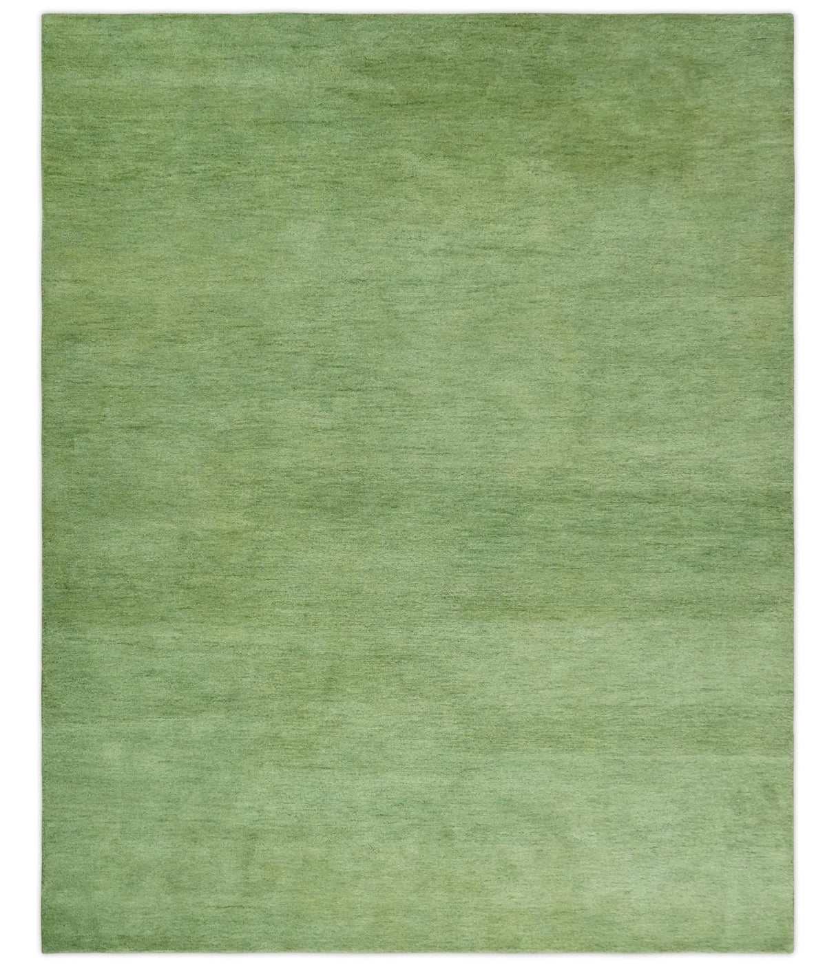 Custom Made solid Green Woolen Hand Tufted contemporary area Rug