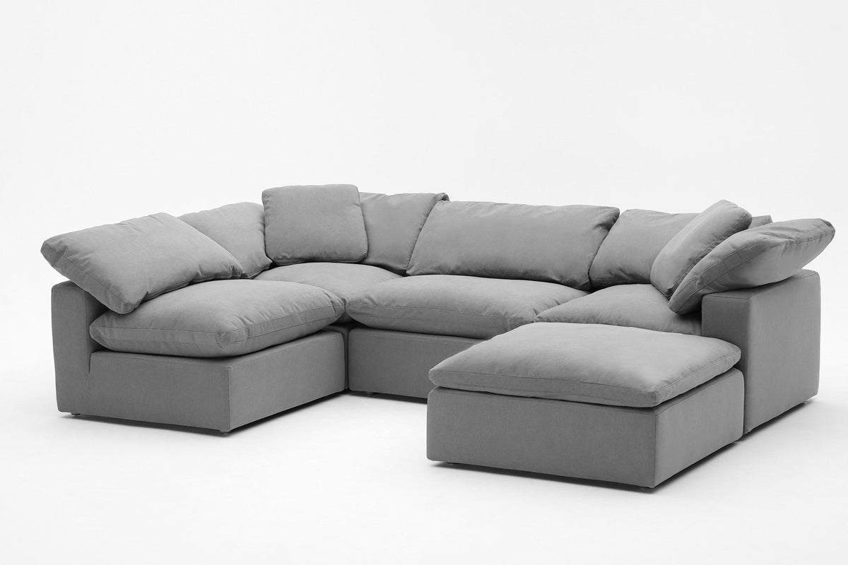 5-Cube Modular U-Sofa Armless & Ottoman Chaise