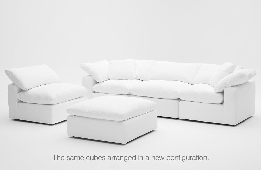 5-Cube Modular U-Sofa Armless & Ottoman Chaise