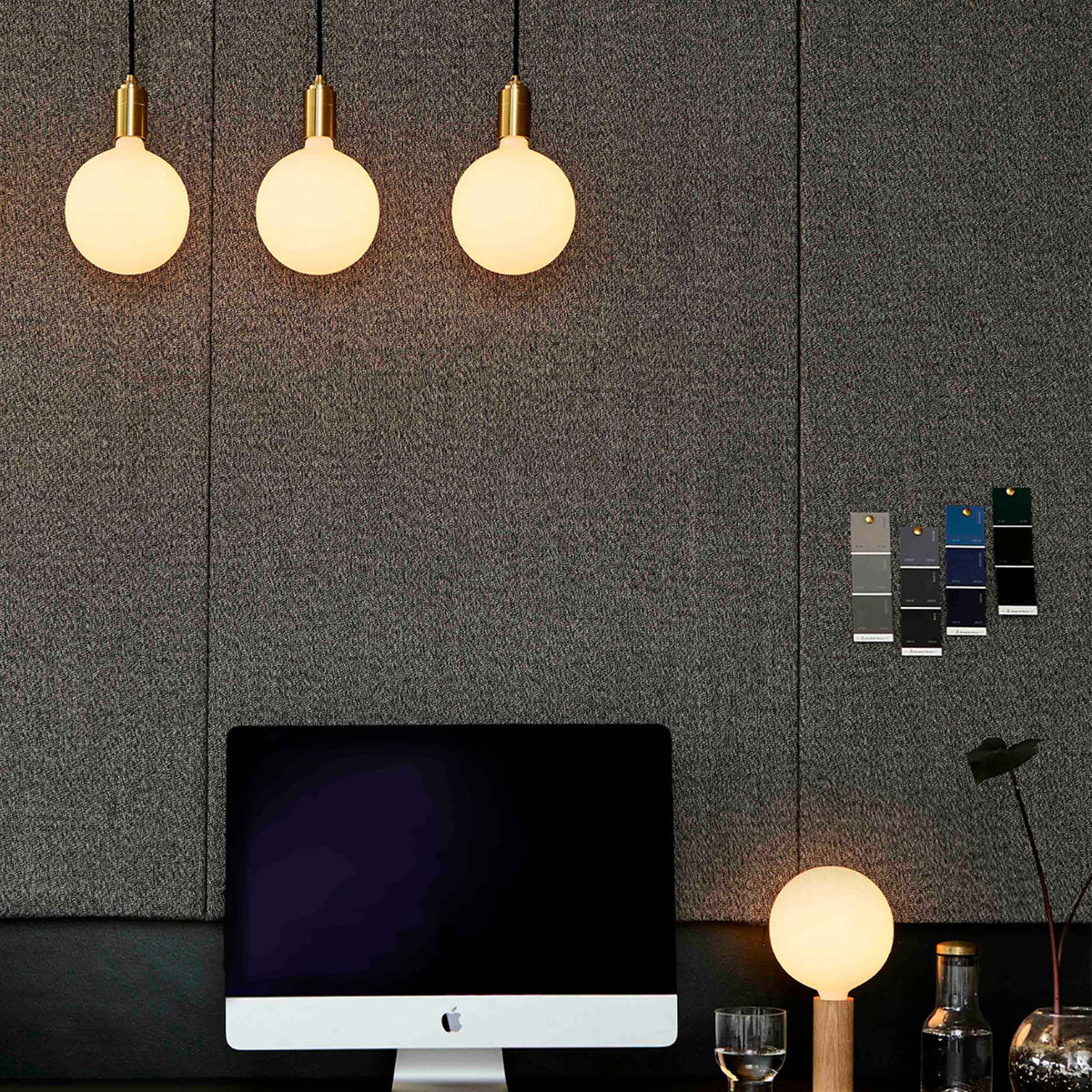 Linear Triple Pendant in Brass + Sphere IV