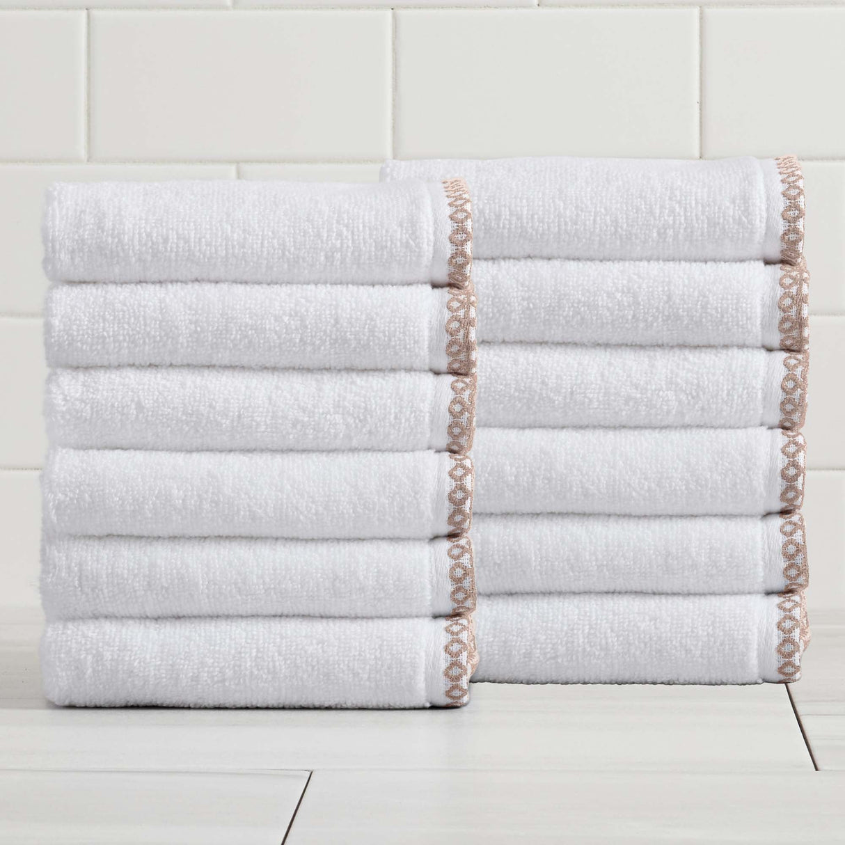 Cotton Border-Stitched 6-Piece Towel Set - Valery Collection
