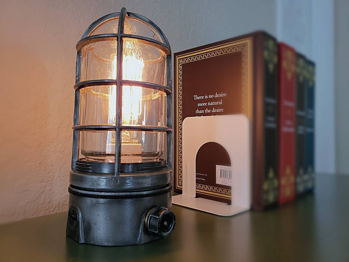Industrial Touch Lamp with Vintage Edison Bulb - The Iron Cage