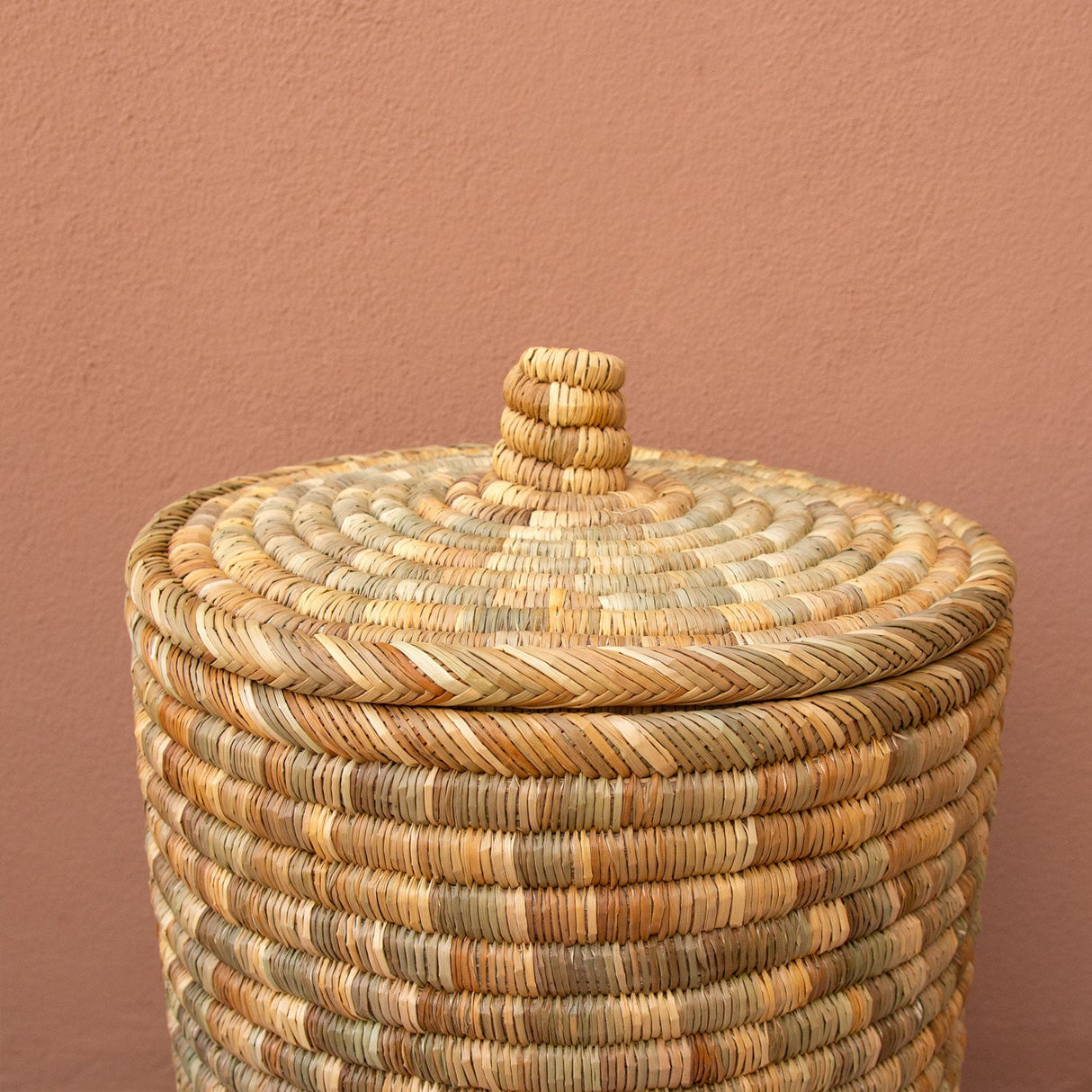 Lidded Palm Laundry/Storage Basket