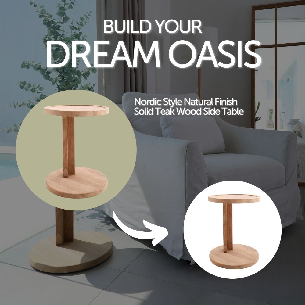 Cabo Natural Teak C Shaped Side Table