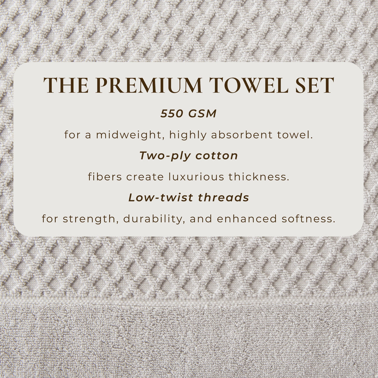 Cotton Diamond Waffle Weave Bath Towel Set - Grayson Collection