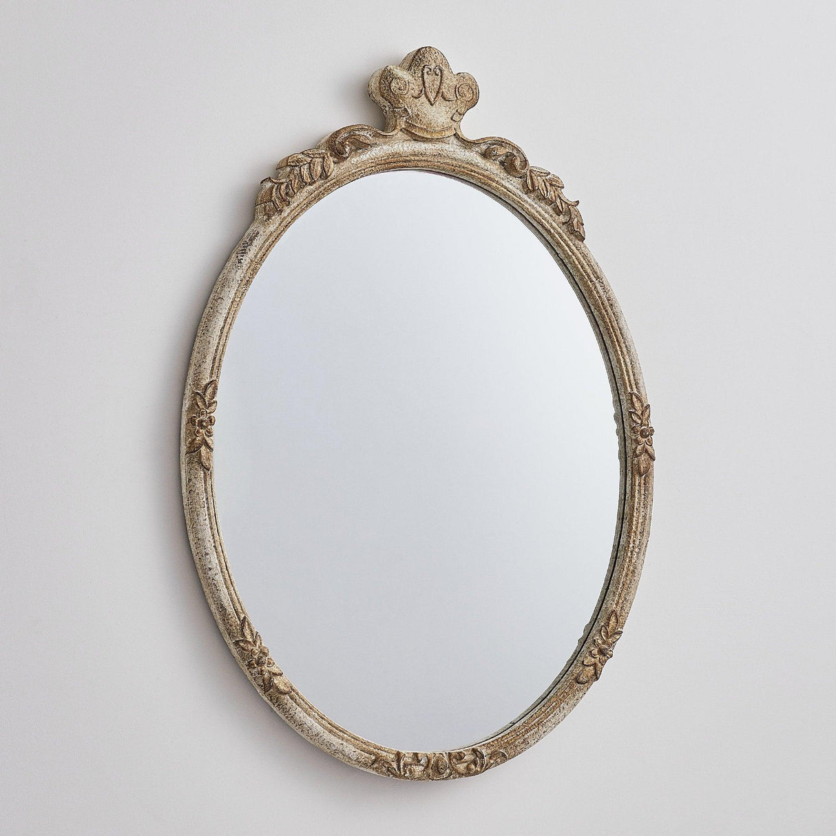 Traditioanl Oval Mirror With Wood Frame Rustic Decor Wall Mirror