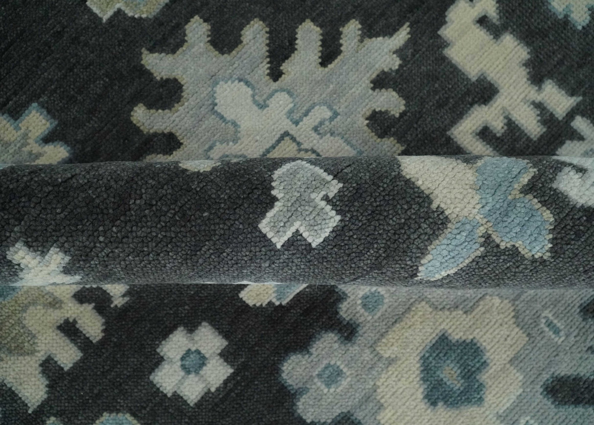 Antique look Black, Beige and Silver Hand Knotted Traditional Oushak Multi Size Wool Area Rug