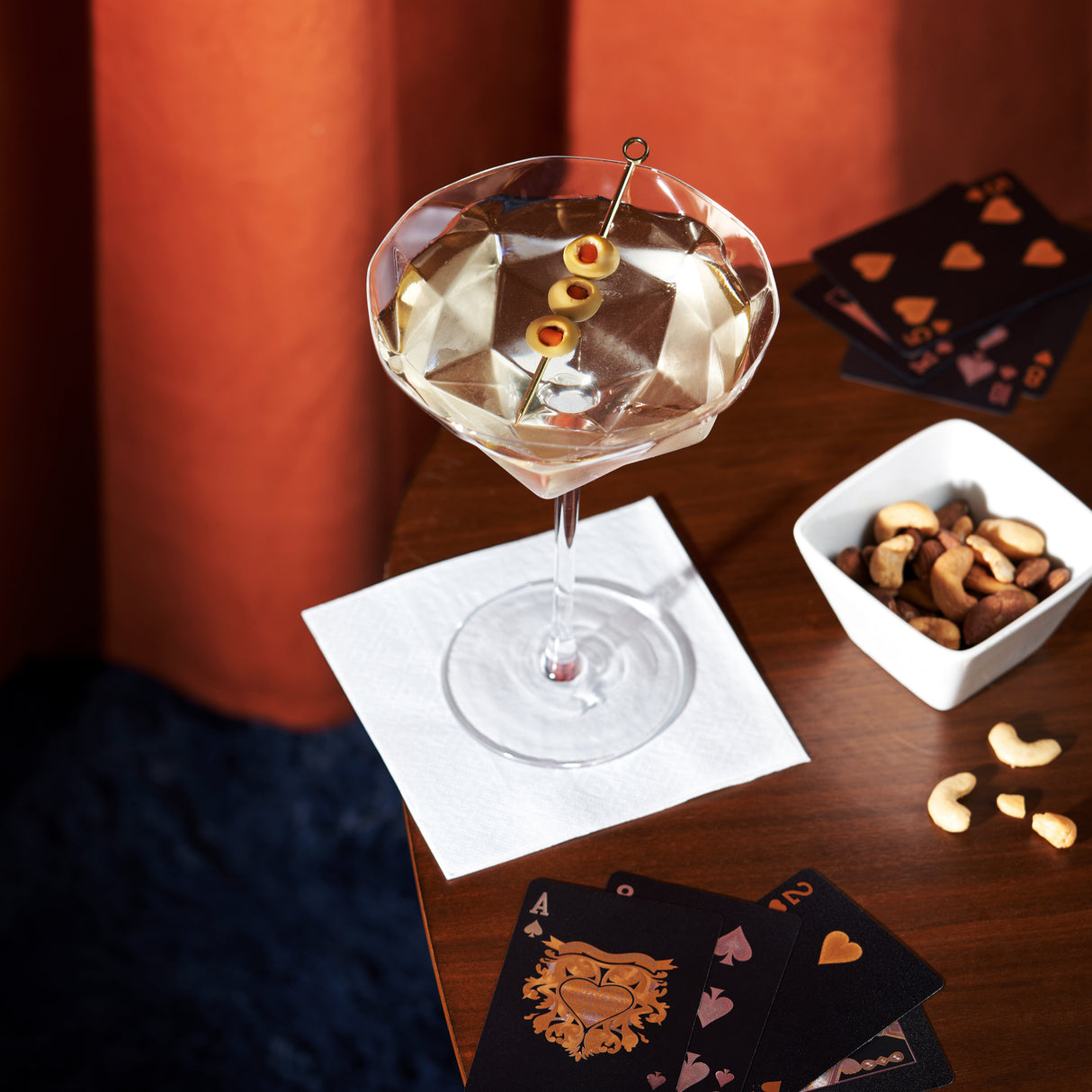 Seneca Faceted Crystal Martini Glasses Set of 2