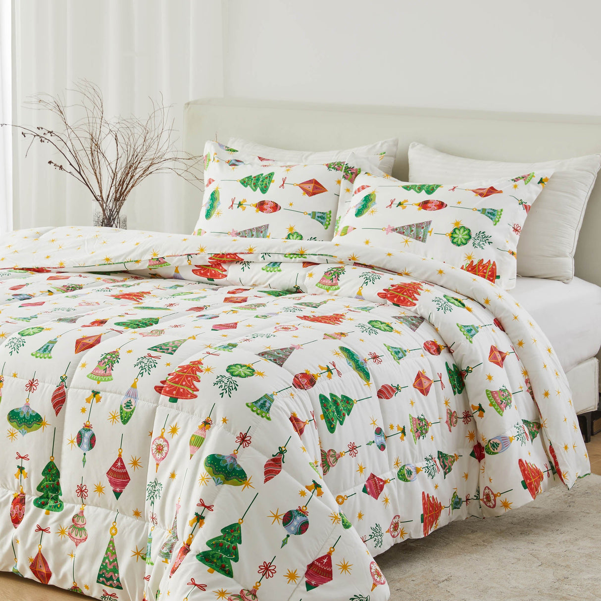 Reversible Christmas Comforter and Sham Set - Holiday / Lodge Odette Collection