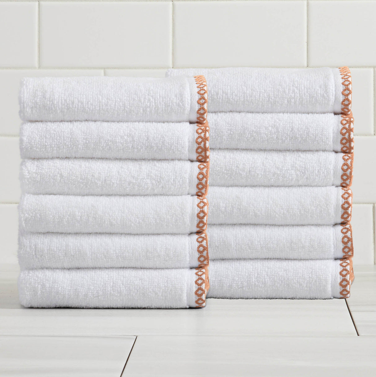 Cotton Border-Stitched 6-Piece Towel Set - Valery Collection
