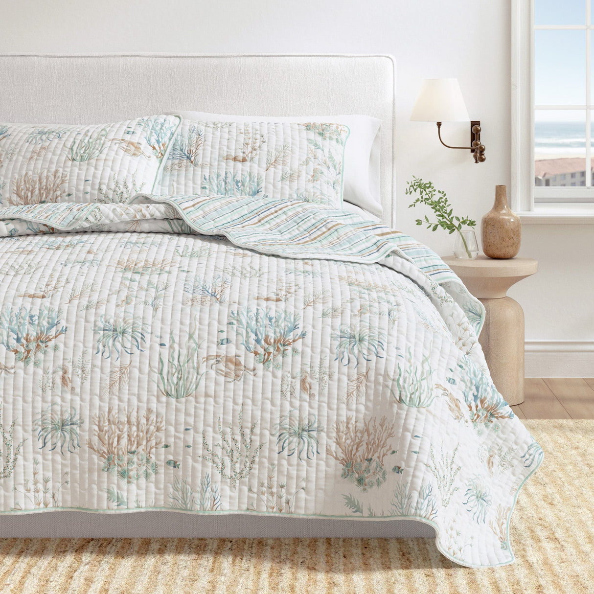 Coastal Printed Cotton Quilt Set - Santa Barbara Collection