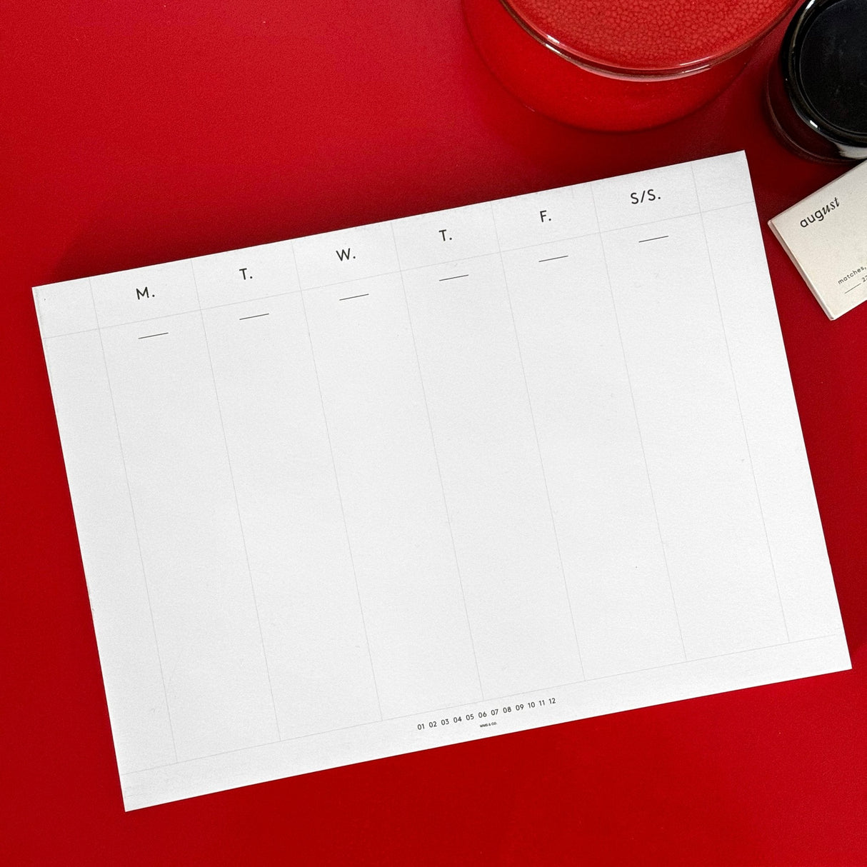 Weekly Desk Planners edged in Gold, Yellow, or Blush