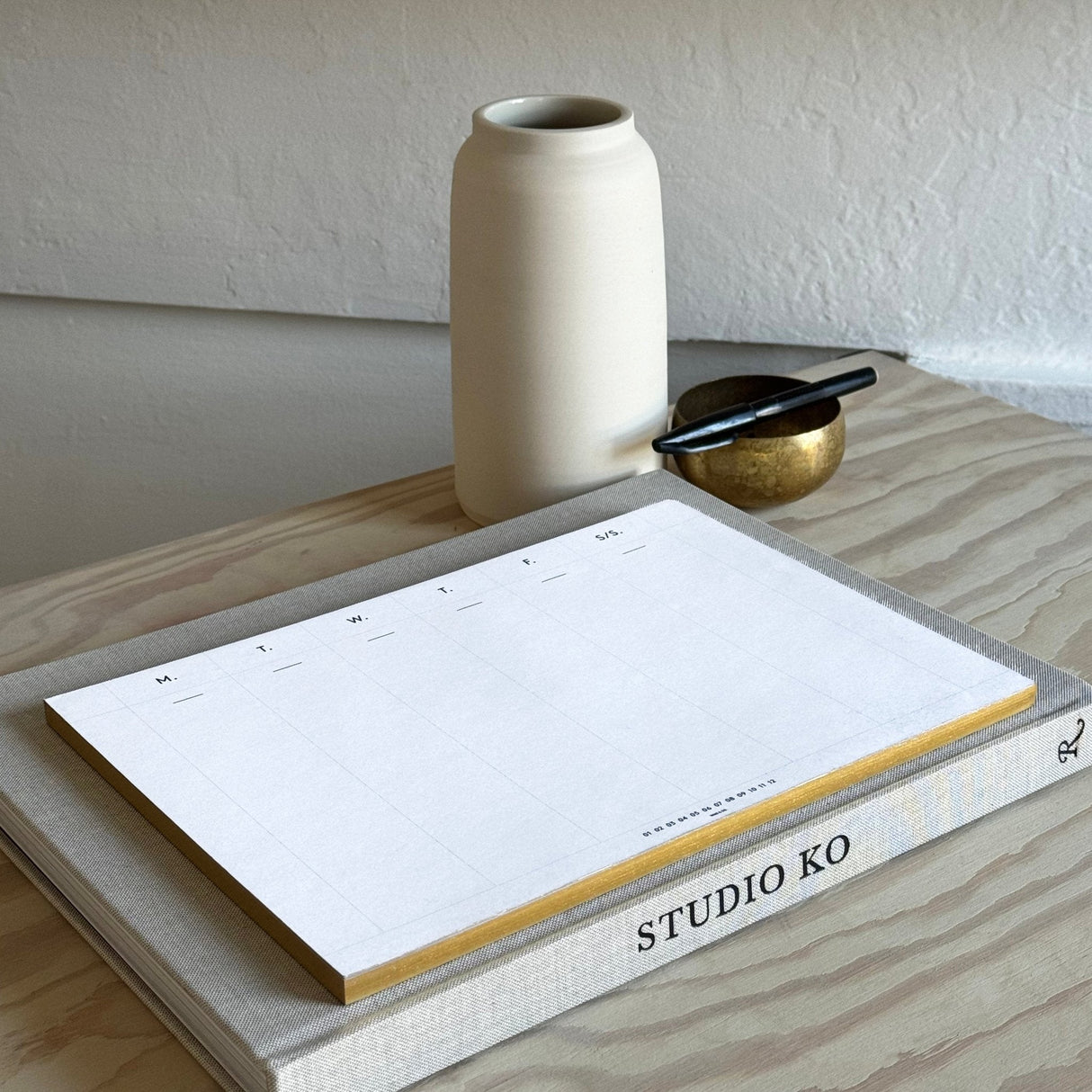 Weekly Desk Planners edged in Gold, Yellow, or Blush