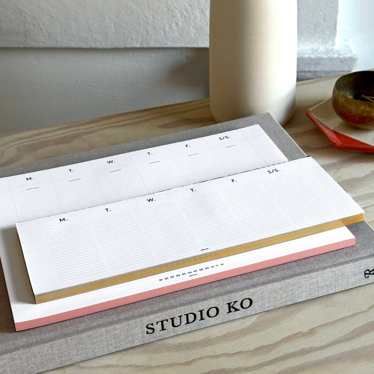 Weekly Desk Planners edged in Gold, Yellow, or Blush