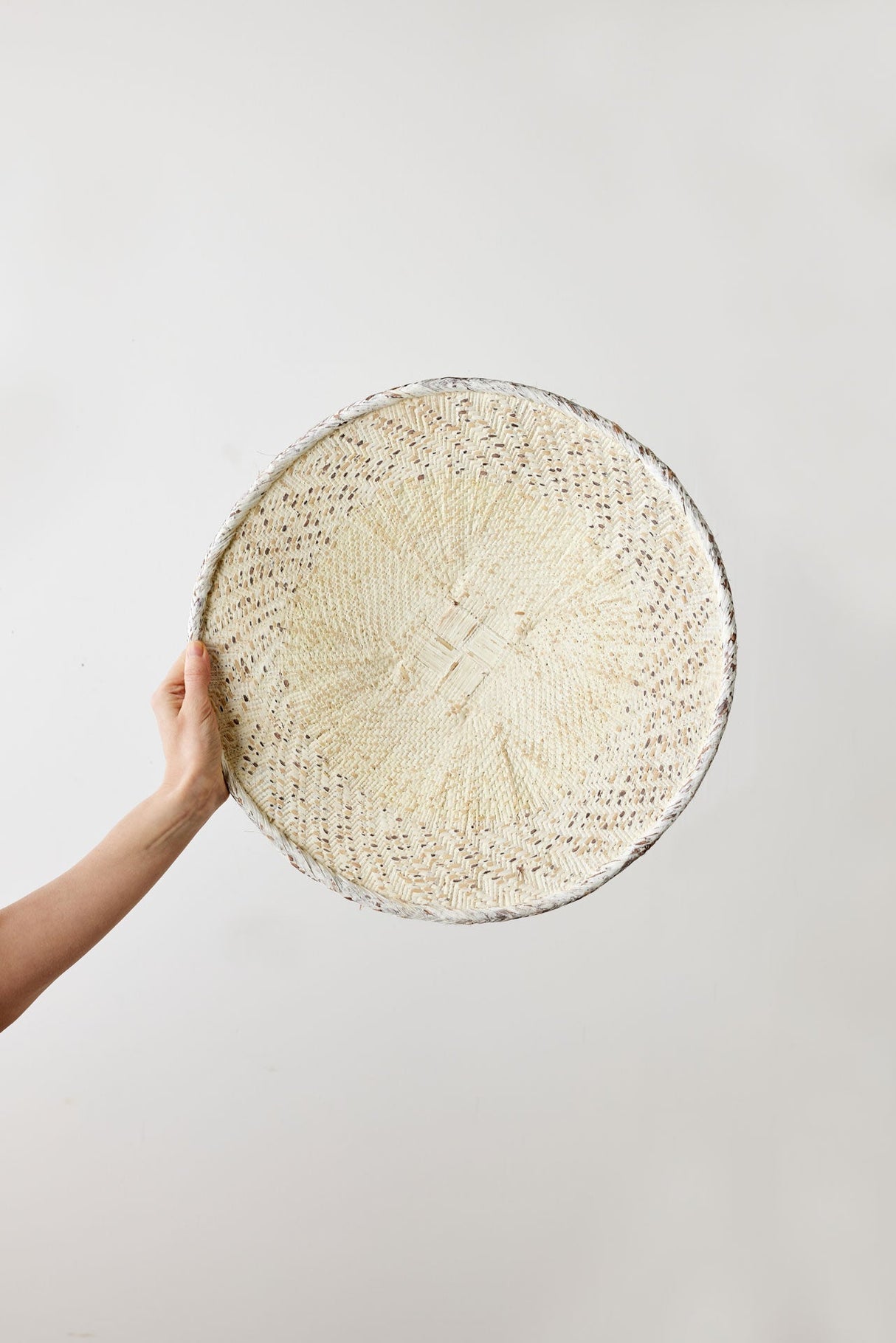 White Washed Handwoven Wall Basket