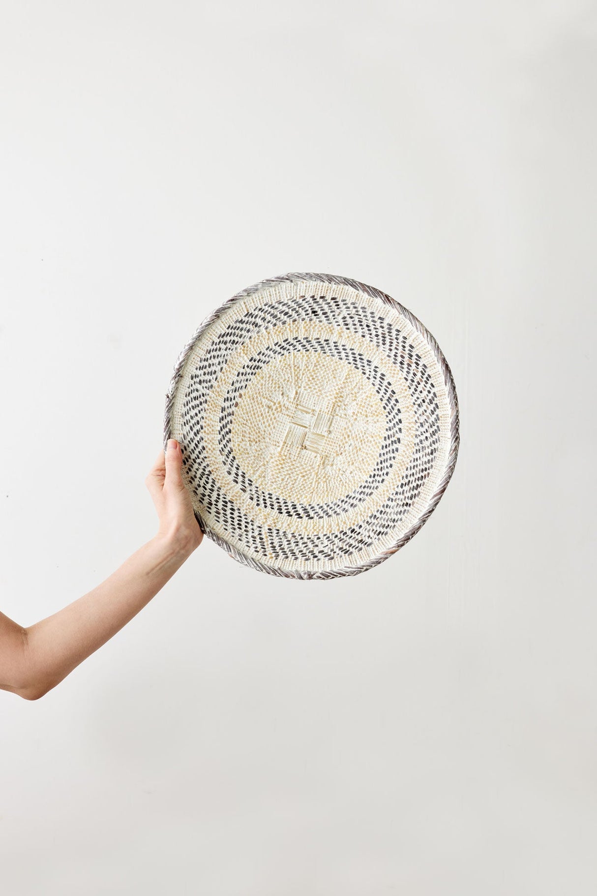 White Washed Handwoven Wall Basket