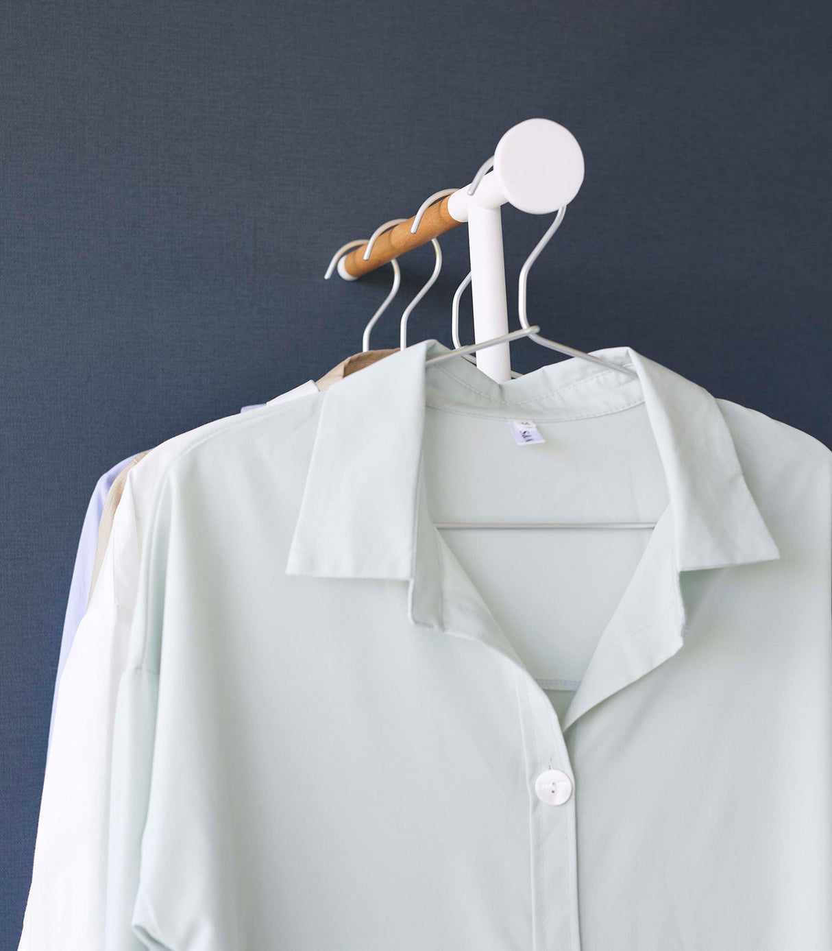 Leaning Clothes Hanger (64" H) - Steel + Wood