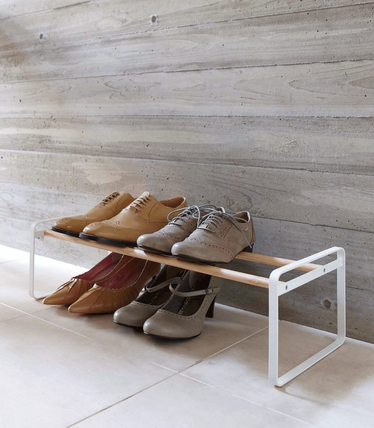 Stackable Shoe Rack (7" H) - Steel + Wood