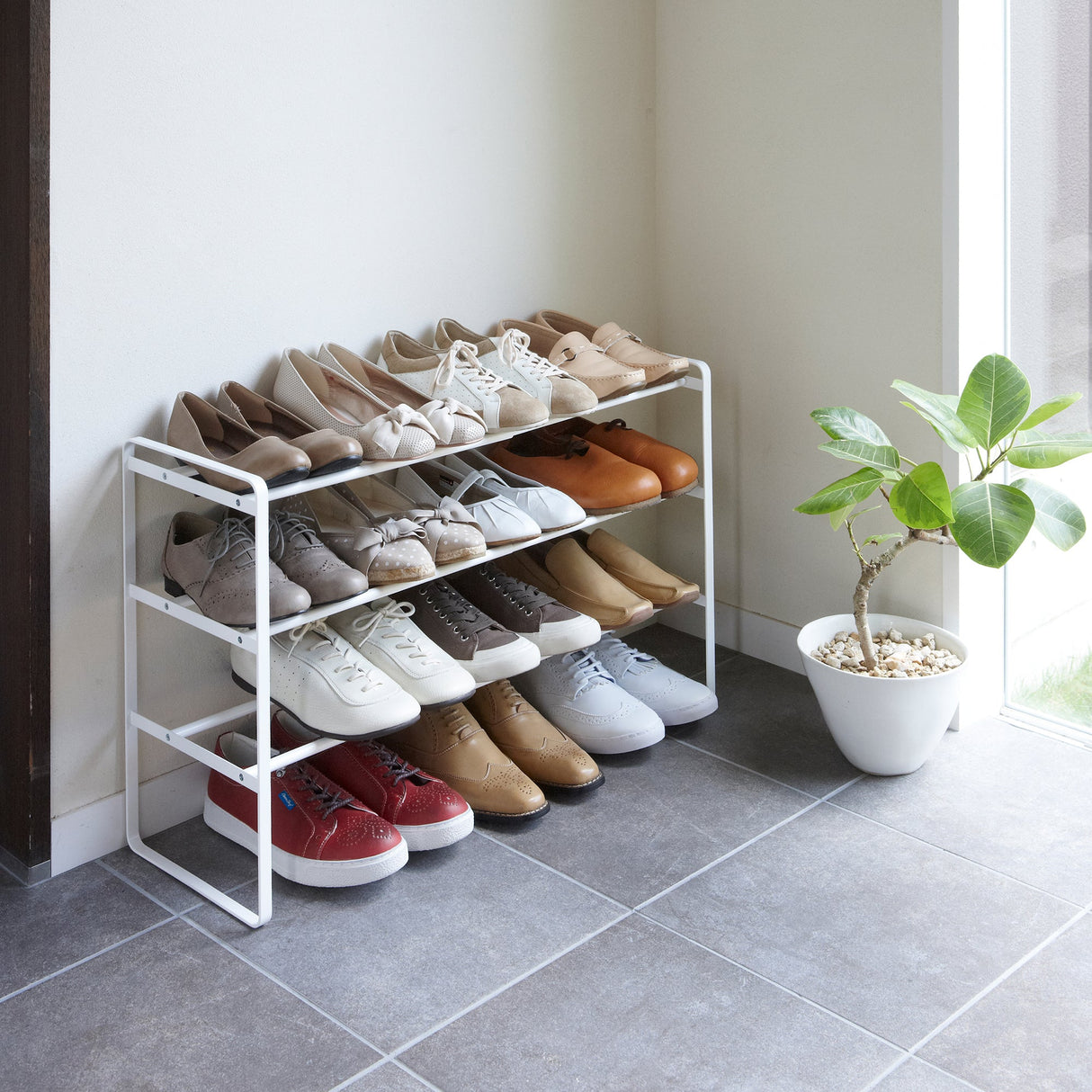 Three-Tier Expandable Shoe Rack (18" H) - Steel