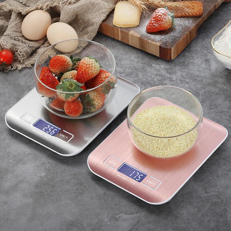 Kitchen Scale Multifunction Digital Food Scale, 11 lb 5 kg, Stainless Steel  Platform with LCD Display (Rose gold/Silver)