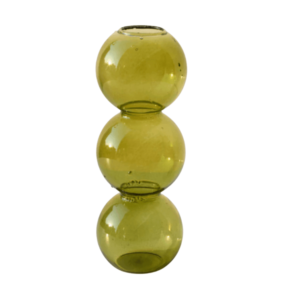 Crystal Glass Bubble Vase OliveDrab / 3 Bubbles | Sage & Sill