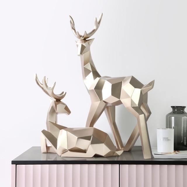 Reindeer Scandinavian Sculpture Set of 2 Gold | Sage & Sill