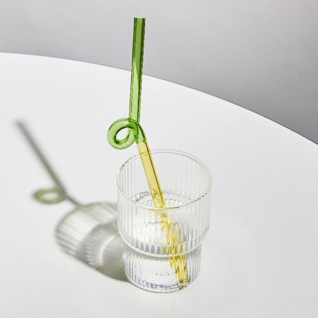 Twist Colorful Glass Straw Green / GreenYellow / Spiral | Sage & Sill