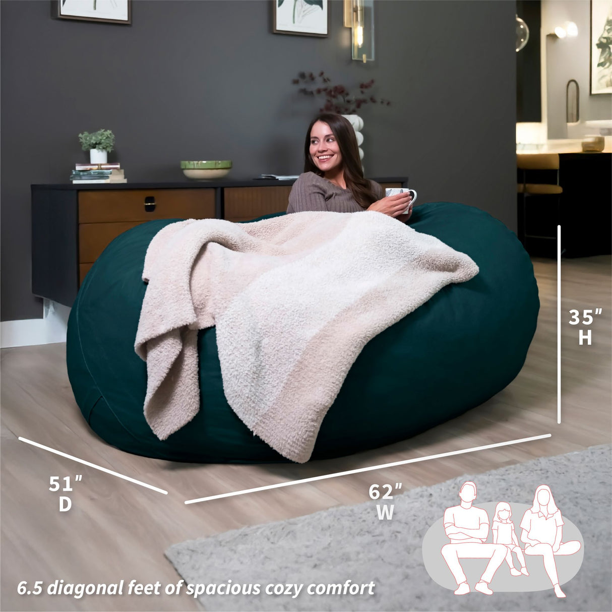 Fuf® 6.5Ft Foam Bean Bag
