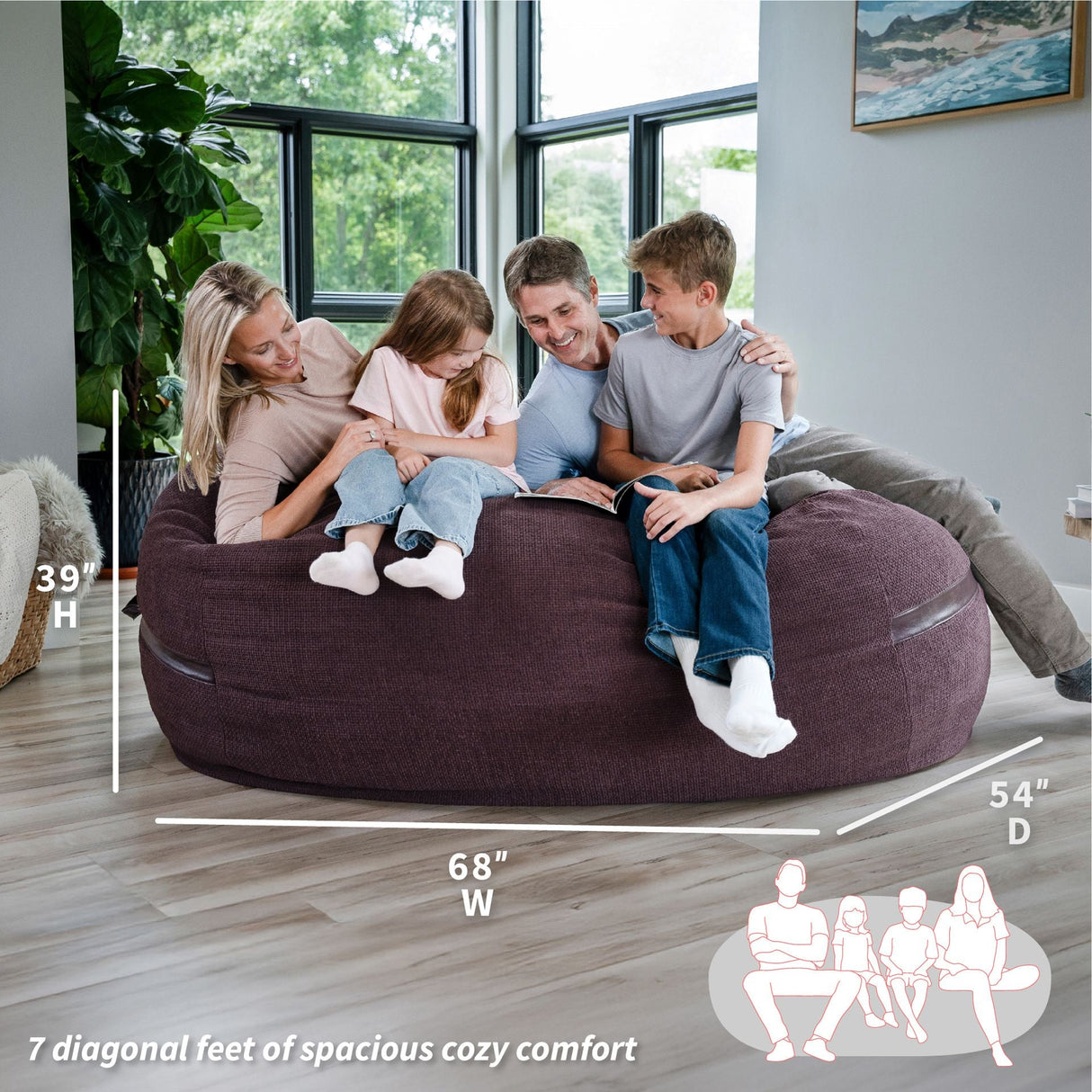 Fuf® 7Ft Oversized Foam Bean Bag