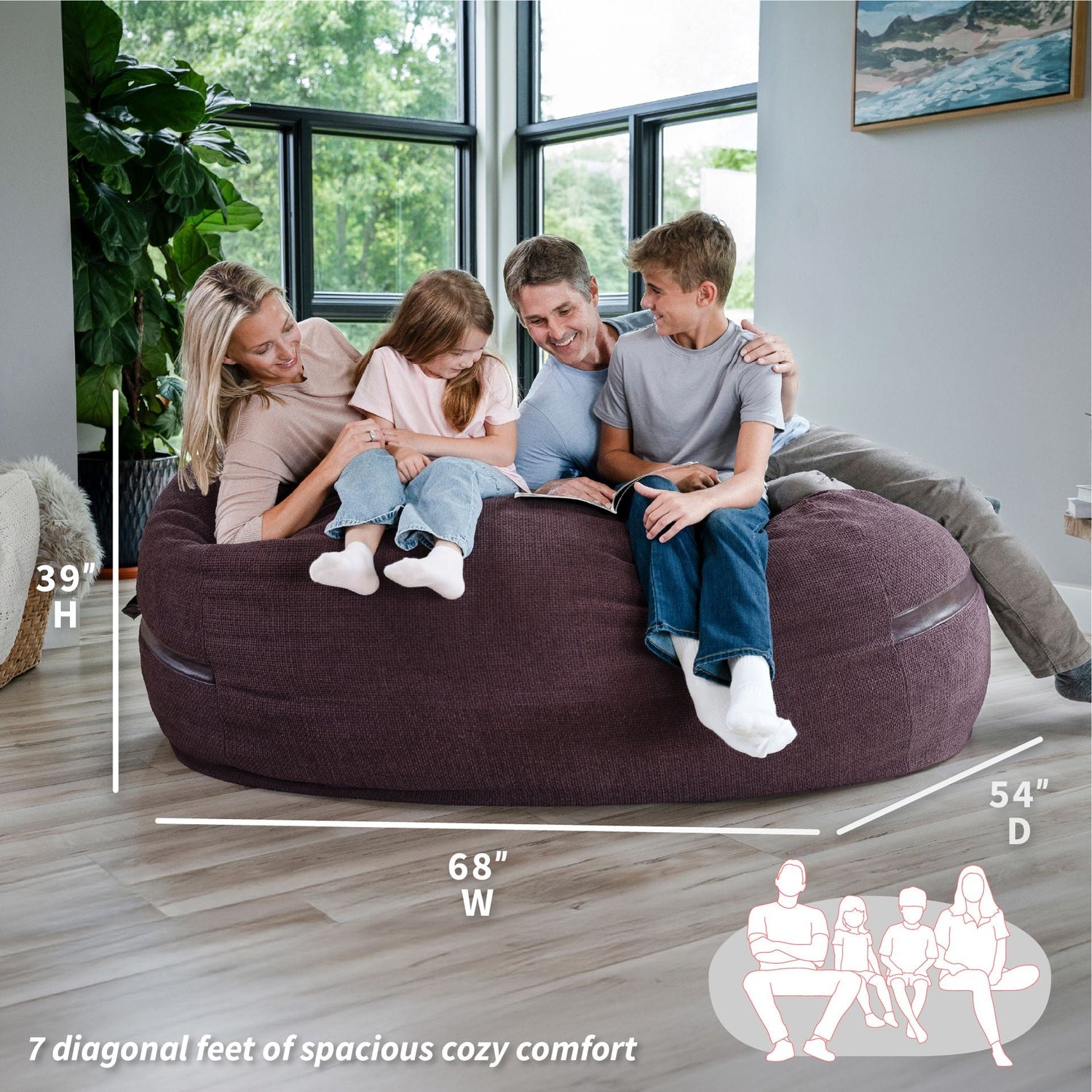 Fuf® 7Ft Oversized Foam Bean Bag