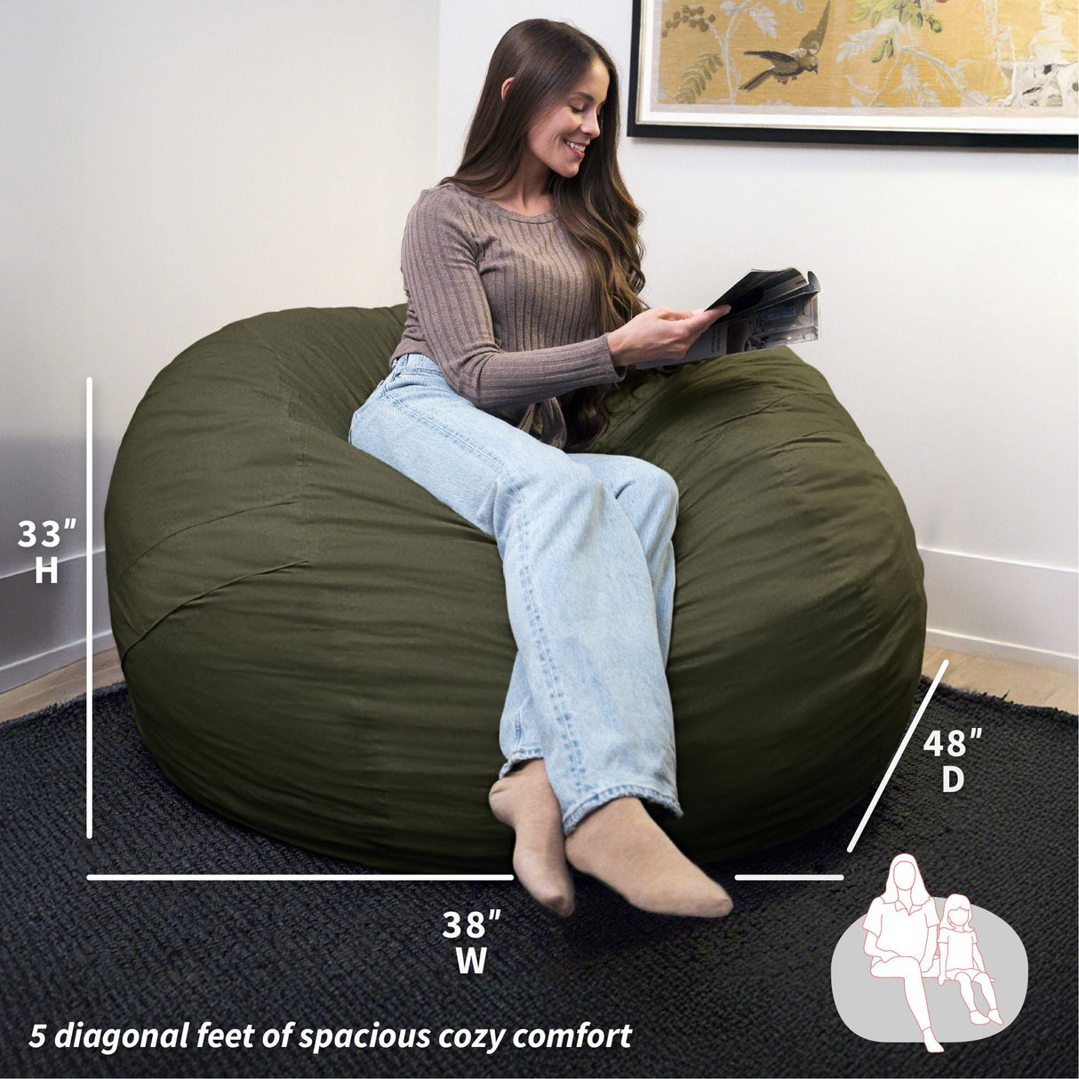 Fuf® 5Ft Foam Bean Bag