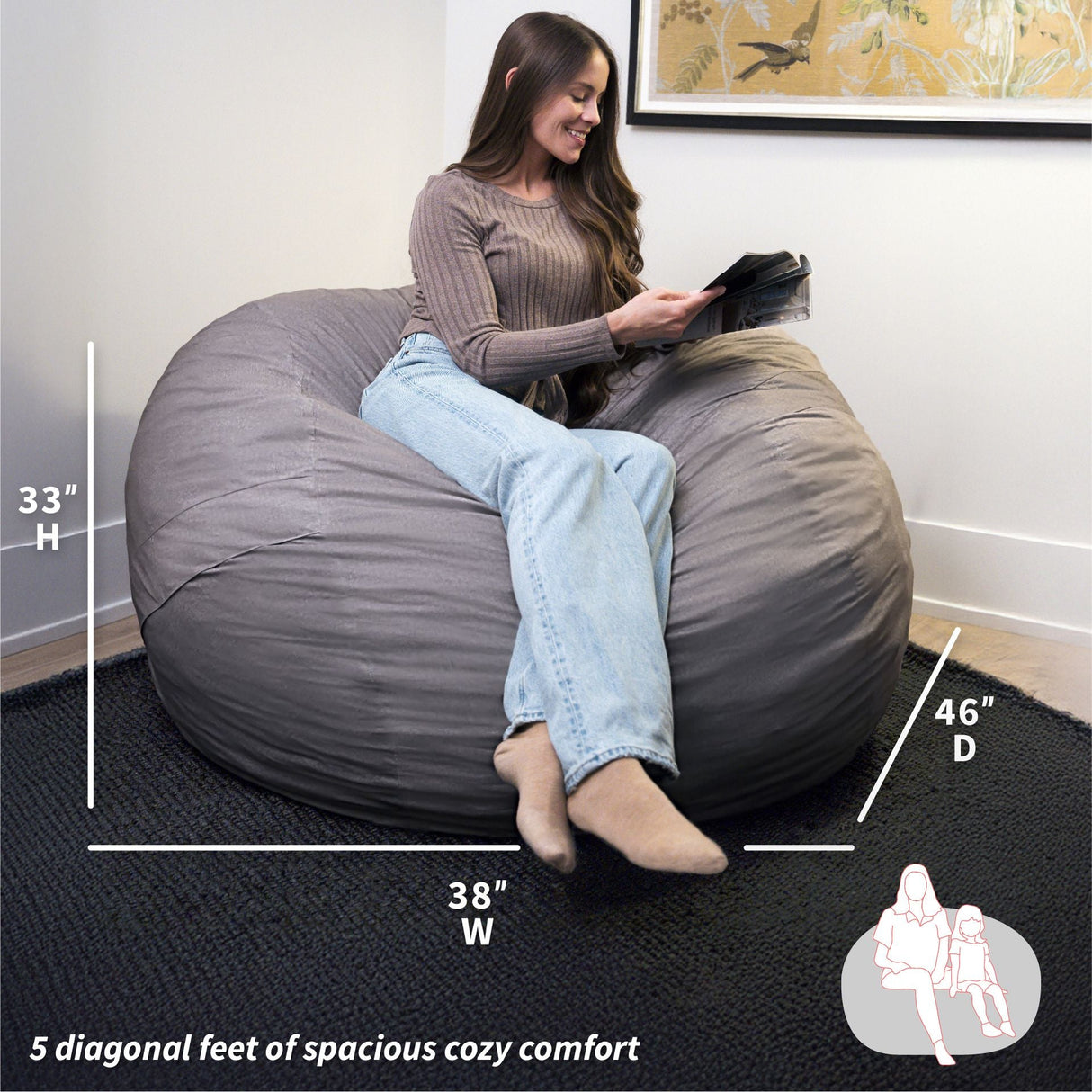 Fuf® 5Ft Foam Bean Bag