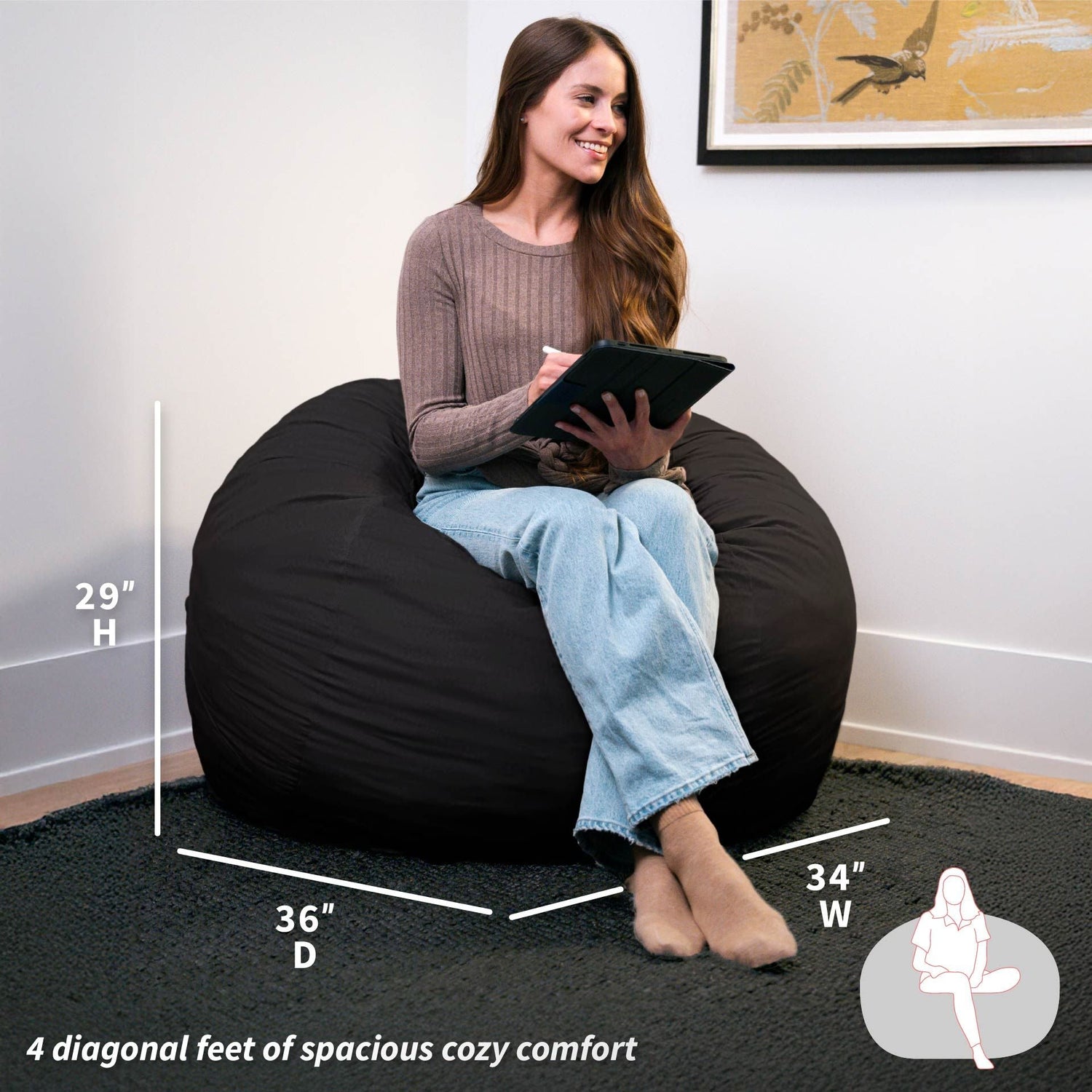 Fuf® 4Ft Foam Bean Bag