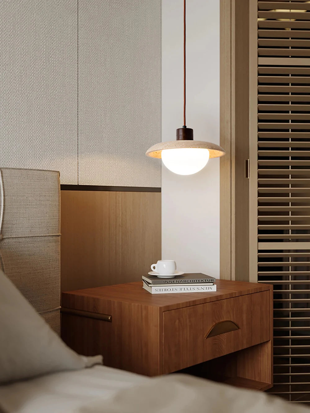 Travertine Glass Noah Disc Pendant Lamp