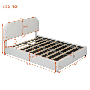 Walker Edison | Teddy Full Size Upholstered Platform Bed with Hydraulic Storage