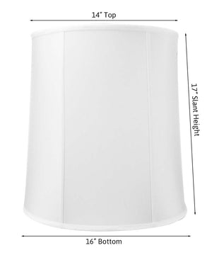 14"x16"x17" Large Drum Lampshade White Shantung, Large Cylinder Replacement Lamp Shade for Tall Table Lamps
