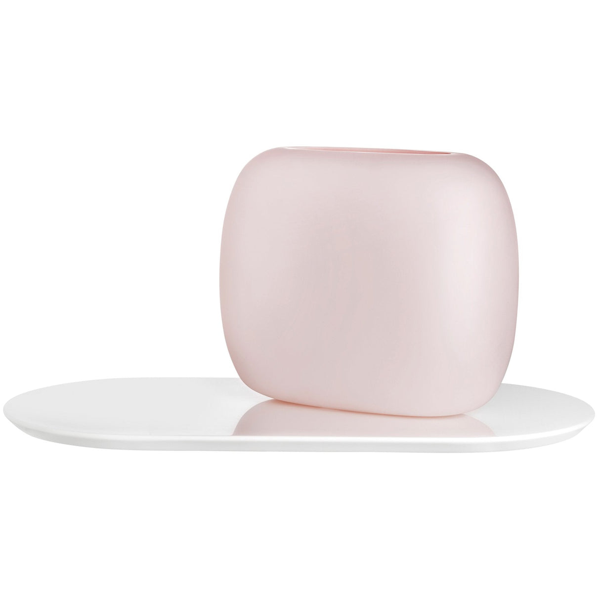 Sweets Vase Opal Pink with White Glossy Base Large