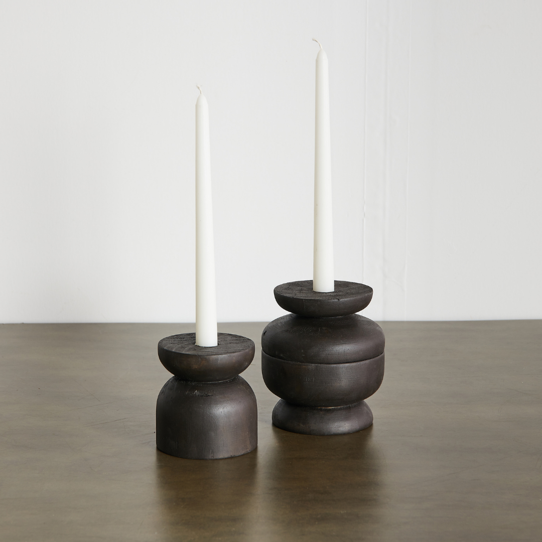 Organic Wood Taper Candlestick Holder