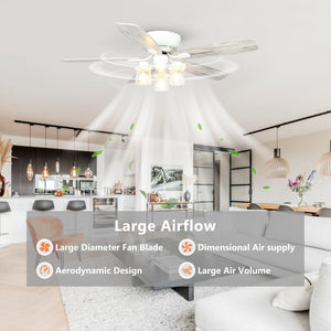 52" Traditional Flush Mount Reversible Ceiling Fan with Lighting and Remote Control